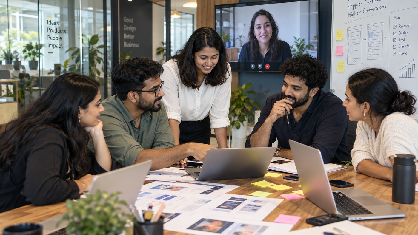 Conversion rate optimization team analyzing website user behavior and A/B test experiments