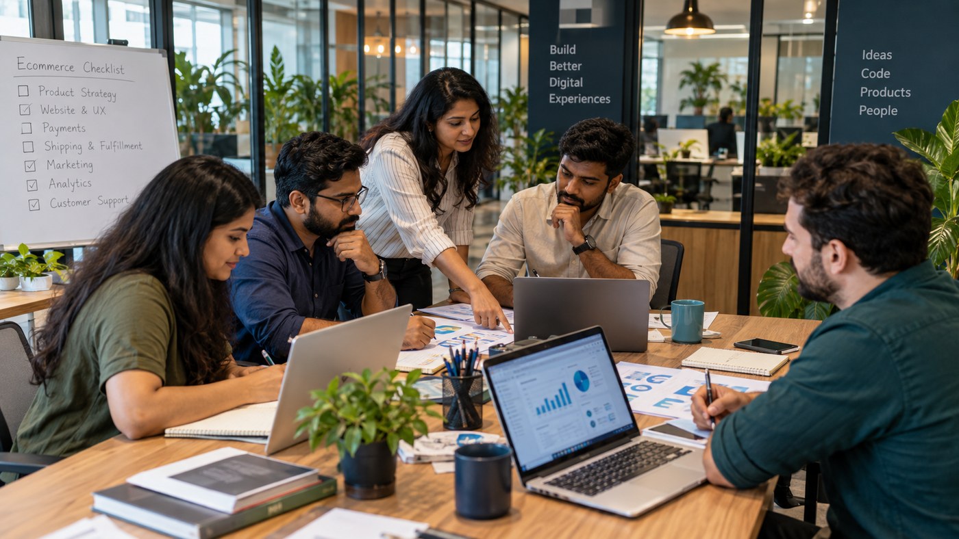 Commerce engineering team collaborating on checkout gateway failover, GST invoicing, and logistics APIs